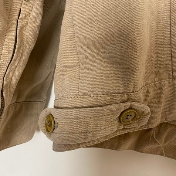 Zara Woman Tan 100% Cotton Asymmetric Zip Collared Jacket Size M - Picture 9 of 12